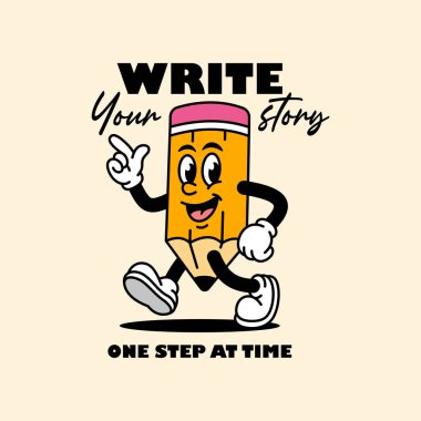  Retro Kalem Maskot Vektörü