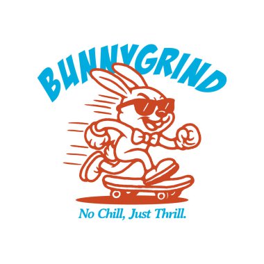  Retro Kaykay Tavşan Maskot Logosu