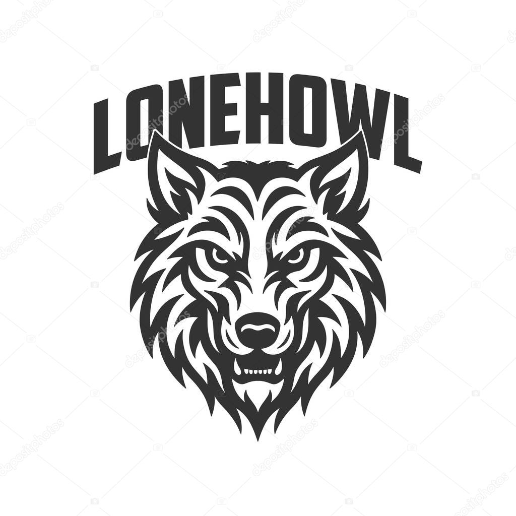 Wolf Head Tribal Logo Branding with Fierce Expression Vector Art