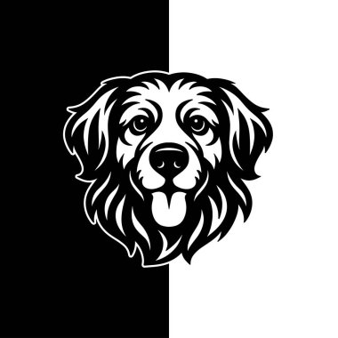 Köpek Başı Vektör Resimleri Dostane Siyah ve Beyaz Evcil Hayvan Logosu
