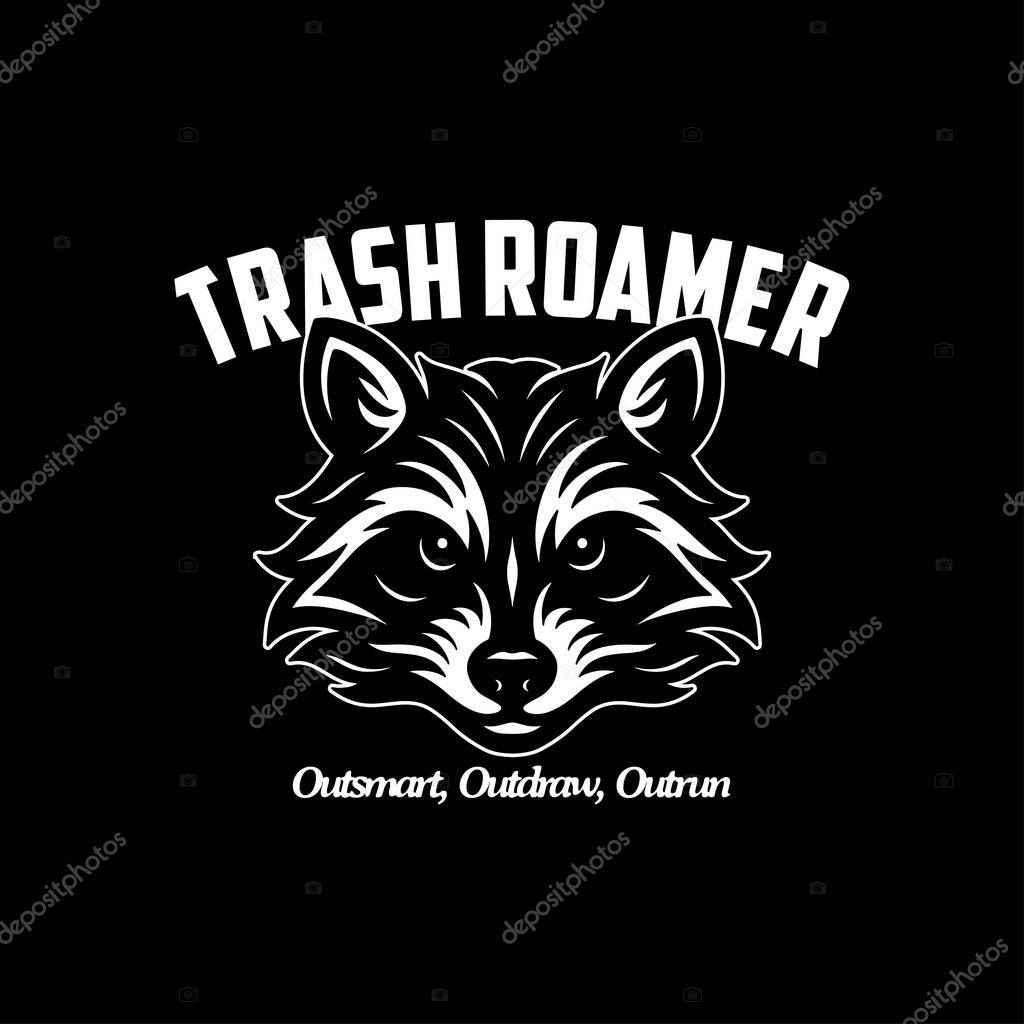 Raccoon Mascot Logo Vector Head in Black and White Style, Bold Animal Illustration
