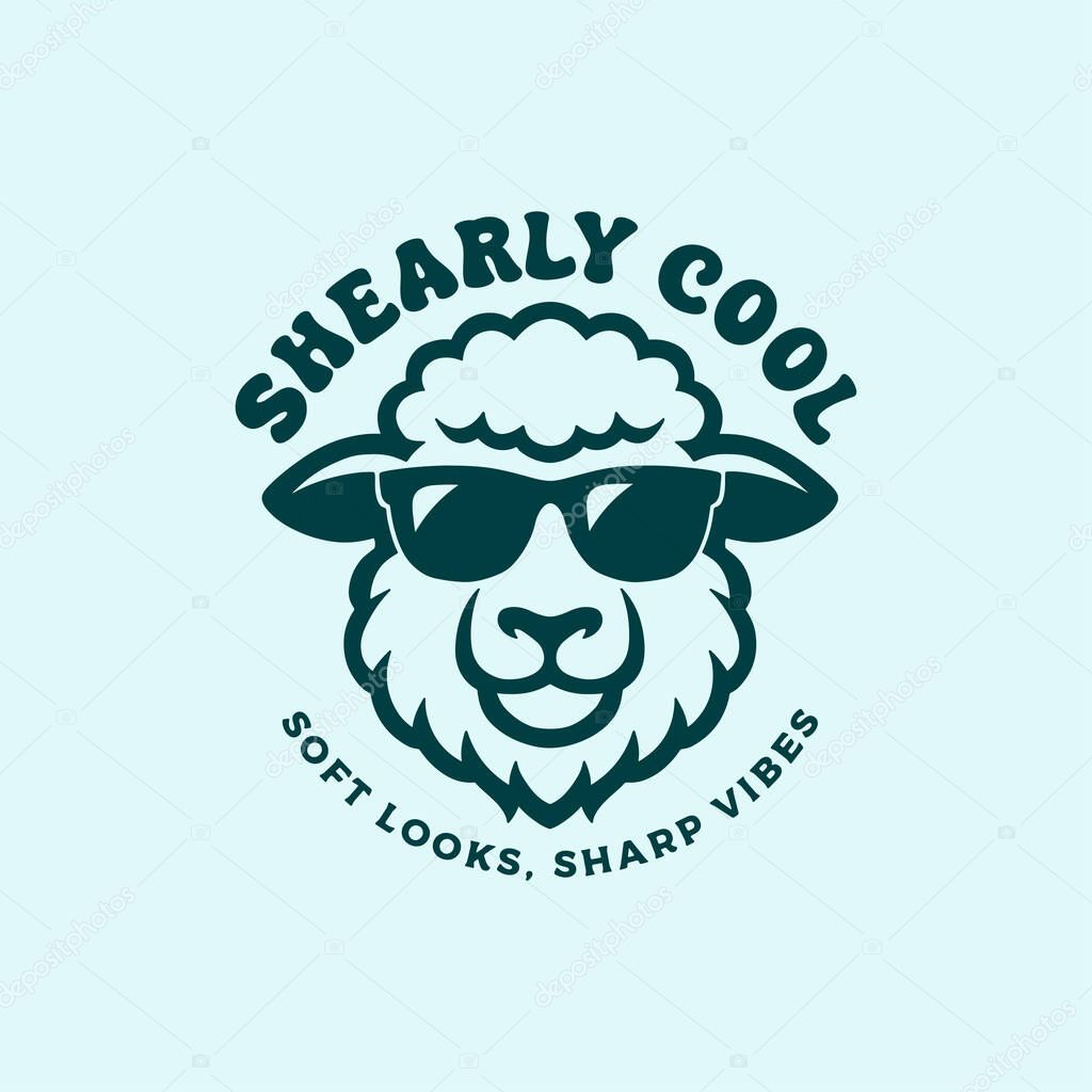 Cool Sheep Logo Funny Cartoon Mascot with Sunglasses