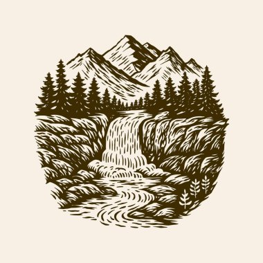 Şelale Manzarası Çizimi, Eski Dağ Sahnesi