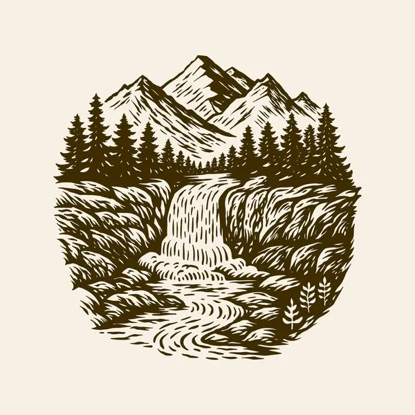 Şelale Manzarası Çizimi, Eski Dağ Sahnesi