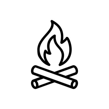  Campfire Icon, Minimalist Bonfire Illustration, Outdoor Fire Symbol