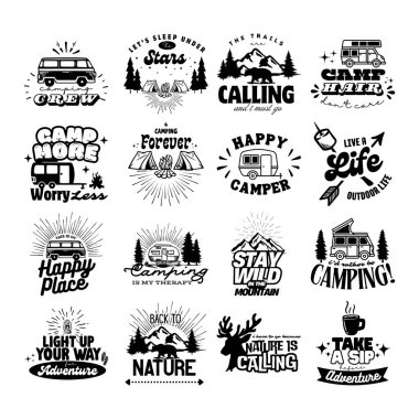 Kamp Alıntısı SVG Paketi, Macera Tipografisi Clipart, Açık Hava Kamp ve Kamp Ateşi Sözleri Koleksiyonu