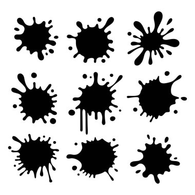 Mürekkep Sıçrama Silueti, Boya Sıçratma Vektörü, Kara Mürekkep Biçimi Clipart, Grunge Splat Shape SVG, Mürekkep Düşürme Grafik Elementi