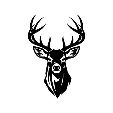 Geyik Başı Silueti, Buck Kafa Vektörü, Geyik Avı Clipart, Siyah ve Beyaz Geyik SVG, Antler Hayvan Resimleri