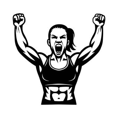 Güçlü Kadın Flexing Vector, Kadın Fitness SVG, Kaslı Kadın Clipart, Kadın Vücut Geliştirme İllüstrasyonu, Spor Salonu Kadın Sanatı