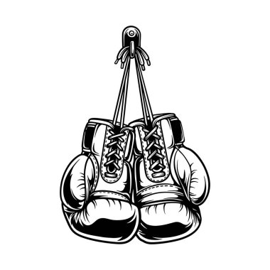 Boks Eldivenleri, Asılı Boks Eldivenleri, Vintage Boks Vektörü, Dövüşçü Malzemeleri Tırmanışı, Dövüş Sporları Grafikleri