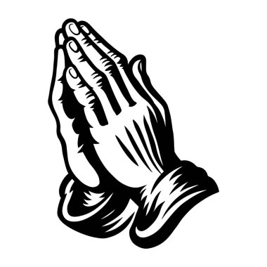 Dua eden Eller İllüstrasyonu, Duacı El Çizimi Sanatı, Dini El Çizimi, Siyah ve Beyaz Dua Elleri