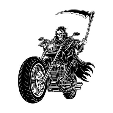 Motosikletli Azrail, Ölüm Sürücüsü Çizgisi Sanat, Tırpanlı İskelet Bisikletçi, Ölüm Meleği Helikopteri