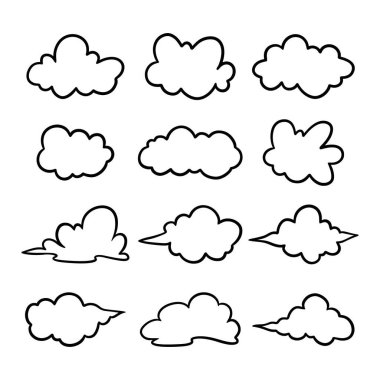 Çizgi film Bulut Taslak Simgeleri, El Çizimi Bulut Tırmanışı, Sevimli Hava Kalıbı