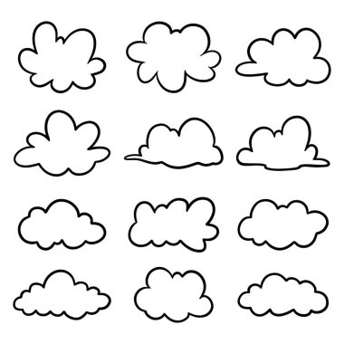 Çizgi film Bulut Taslak Simgeleri, El Çizimi Bulut Tırmanışı, Sevimli Hava Kalıbı