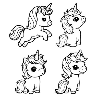  Şirin Bebek Tekboynuz Seti, Tekboynuz Vektör İllüstrasyonu