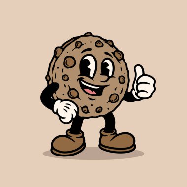 Şirin Kurabiye Maskotu, Çikolata Kırıntısı Kurabiye Karakteri, Retro Yemek Çizimi