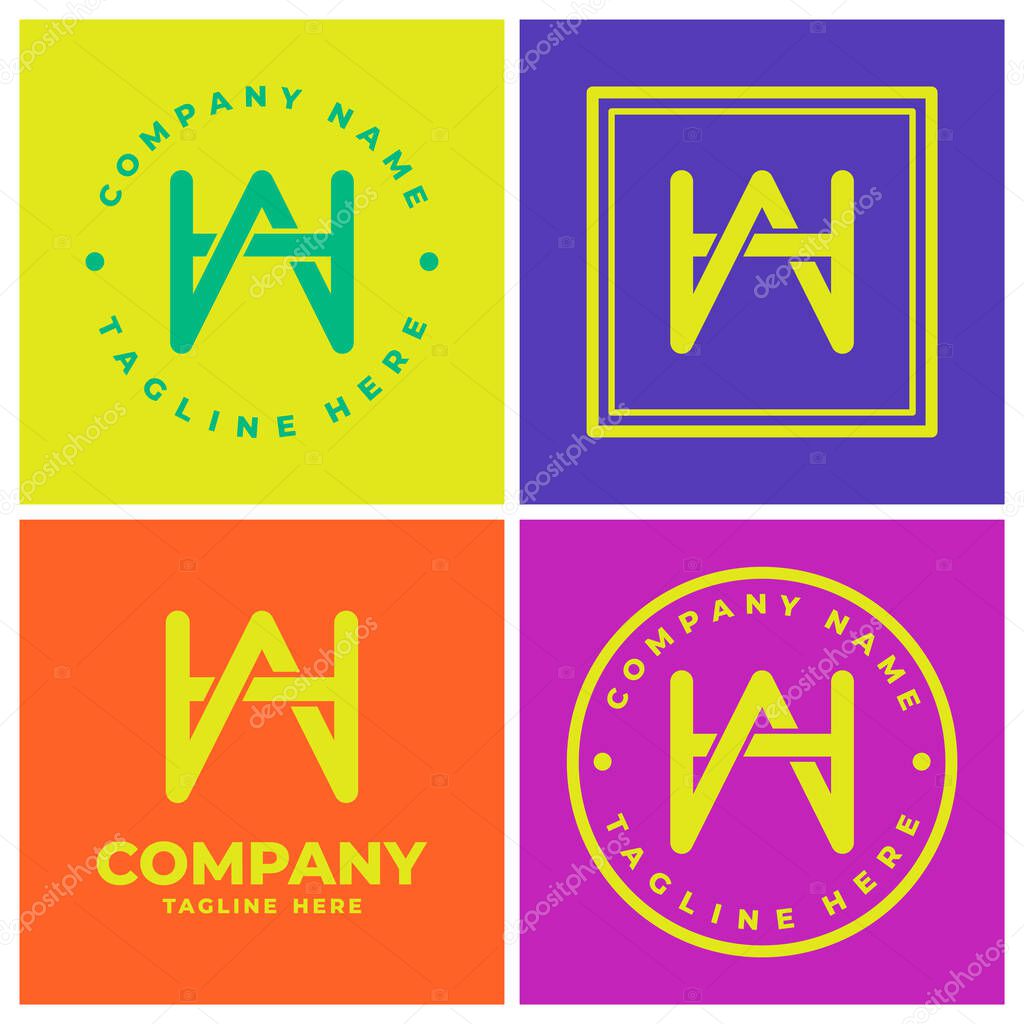 Minimal Logo design, monogram logo, W and A initial letters