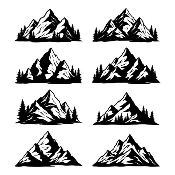 Dağ Vektörü Siyah ve Beyaz Açık Hava Macera Alanı