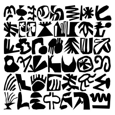 Abstract Cutout Shapes Collection Modern Geometric Collage Vector in Black Silhouette