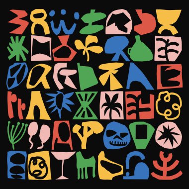 Abstract Cutout Shapes Collection Modern Geometric Collage Vector