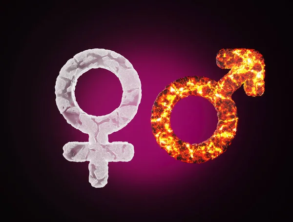 Ijs Vuur Geslacht Seks Hete Koude Symbolische Vrouwelijkheid Mannelijkheid Identiteit — Stockfoto