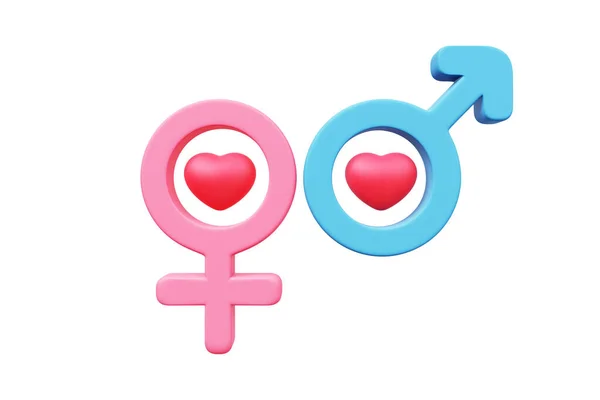 Gender Symbol Pink Blue Red Heart Love Female Male Boy — Fotografia de Stock