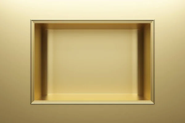 Класична Рамка Золота Золотій Стіні Розкішна Підставка Дисплея Стіні Розмістити — стокове фото