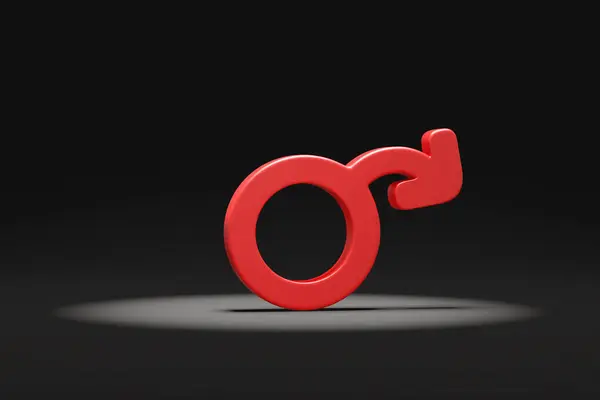 Object Red Male Gender Symbol Black Background Erectile Dysfunction Inability — Stock Photo, Image