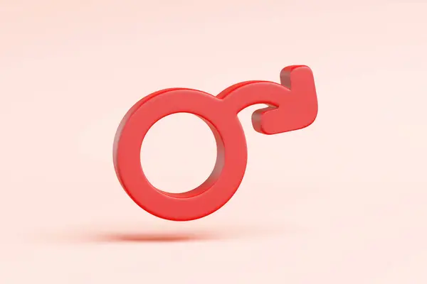 Obiekt Czerwony Mężczyzna Płci Symbol Różowe Tło Zaburzenia Erekcji Niezdolność — Zdjęcie stockowe