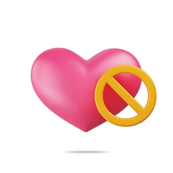 Símbolo Rojo Del Corazón Señal Stop Amarillo Representación Sobre Fondo Imagen De Stock