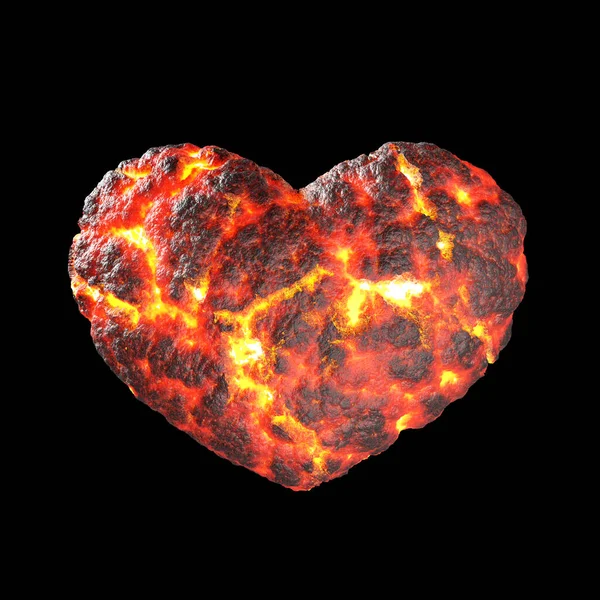 Popraskané Tvary Srdce Jsou Láva Nebo Magma Spálené Popel Bylo — Stock fotografie