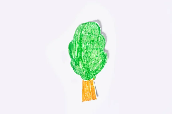 Zöld Narancssárga Színű Papírból Készült Fehér Alapon Narancssárga Szalaggal Körülvéve — Stock Fotó