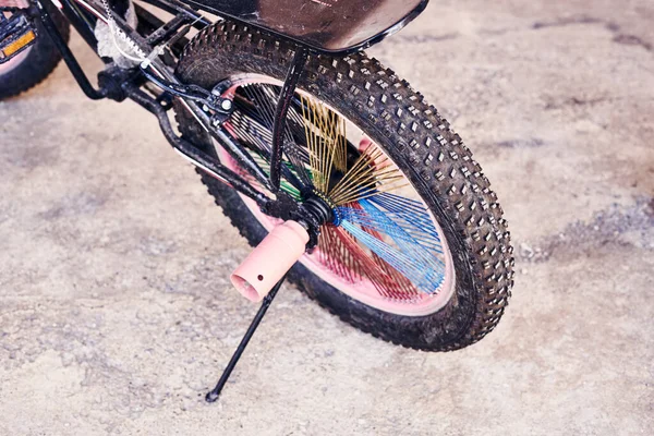 Dirt Bike Parked Side Road Umbrella Attached Seat Handlebars — Stock Photo, Image
