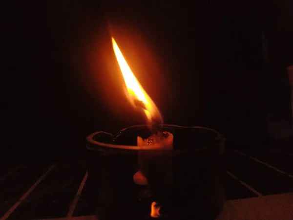 Candle Burning Night — Stock Photo, Image