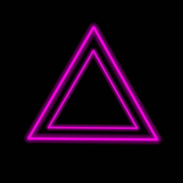 Светящийся Бриллиант Неоновой Линии Треугольной Формой Черном Фоне Светящийся Треугольник — стоковое фото