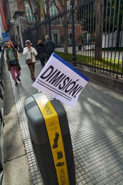 Madrid, Spain - February 12, 2023: Demonstration of citizens and doctors in defense of public health care in the streets of Madrid.