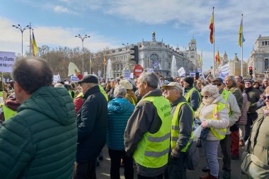 Madrid, Spain - February 12, 2023: Demonstration of citizens and doctors in defense of public health care in the streets of Madrid.