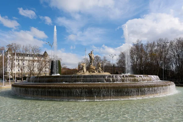 Madrid Deki Neptün Pınarı Barok Heykelinin Bir Başyapıtı — Stok fotoğraf