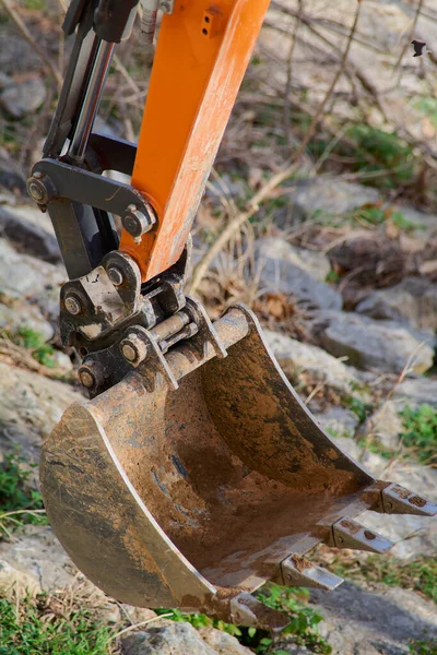 Industrial Background Digger Bucket Close Construction Excavator Bucket — Stock Photo, Image