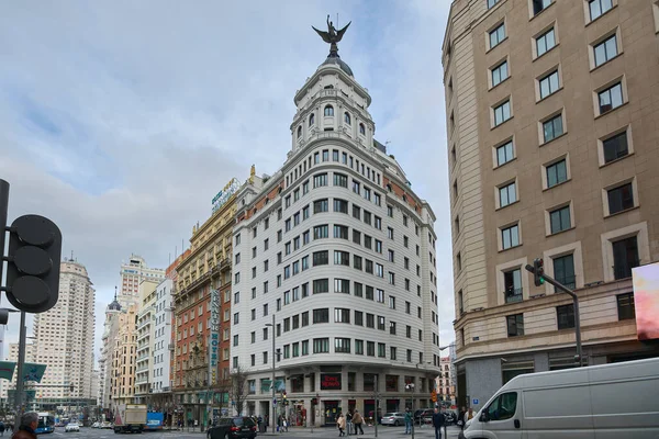 Madrid Spanyolország 2023 Március Metropolis Épület Madrid Spanyolország Jules Raymond — Stock Fotó