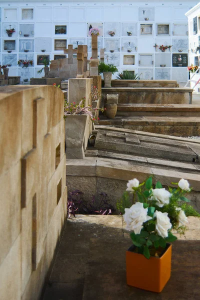 Tenerife España Junio 2023 Tumbas Suelo Cementerio Vacío Personas Con — Foto de Stock