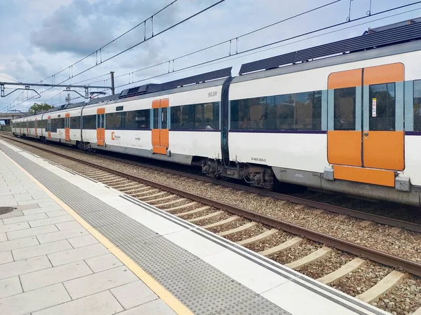 Stock image Barcelona - August 31, 2023: Rodalies de Catalunya, is a trademark used by the Generalitat de Catalunya and Renfe Operadora for commuter and medium distance rail services.