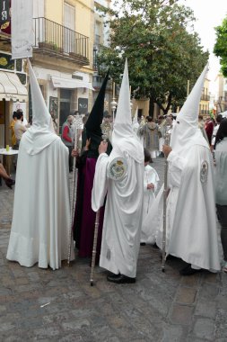 Jerez de la Frontera, İspanya - 8 Eylül 2023: Jerez de la Frontera 'nın Hıristiyanlık Kardeşliği