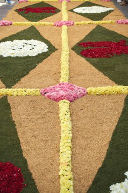 Sitges topluluğunun yaratıcılığını ve doğa sevgisini sergilediği bir bahar festivalinde çiçek sergisi..