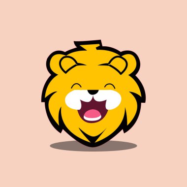 Sevimli aslan doğadan gelen hayvanları gülümser. Şirin çizgi film aslanı, hayvanat bahçesindeki hayvan. vektör illüstrasyonu 1