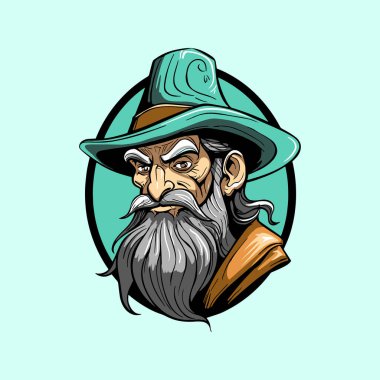 Klasik Old man logo tasarımı Vektör illüstrasyonu