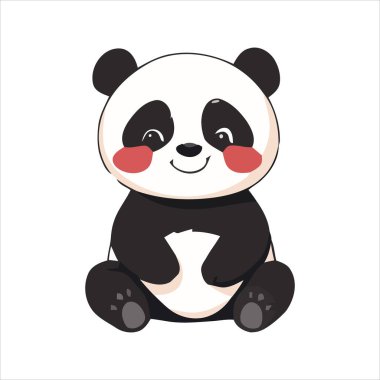 Panda çizgi filmi. Vektör simgesi. Panda vektör simgesi. Panda karakteri. beyaz arkaplanda izole