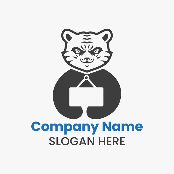 Tiger Meddelande Styrelse Logotyp Negativ Space Concept Vector Mall Symbol — Stock vektor