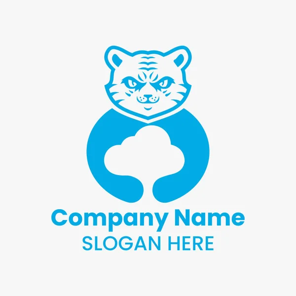 Tiger Cloud Logo Negativ Space Concept Vector Mall Panther Holding — Stock vektor