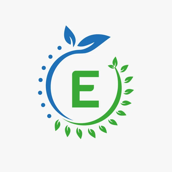 Brief Healthcare Logo Arzt Logo Zeichen Medical Pharmacy Eco Leaf — Stockvektor